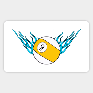 9 Ball with Teal Flames Magnet